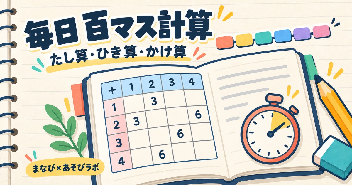 毎日 百マス計算のゲームイラスト